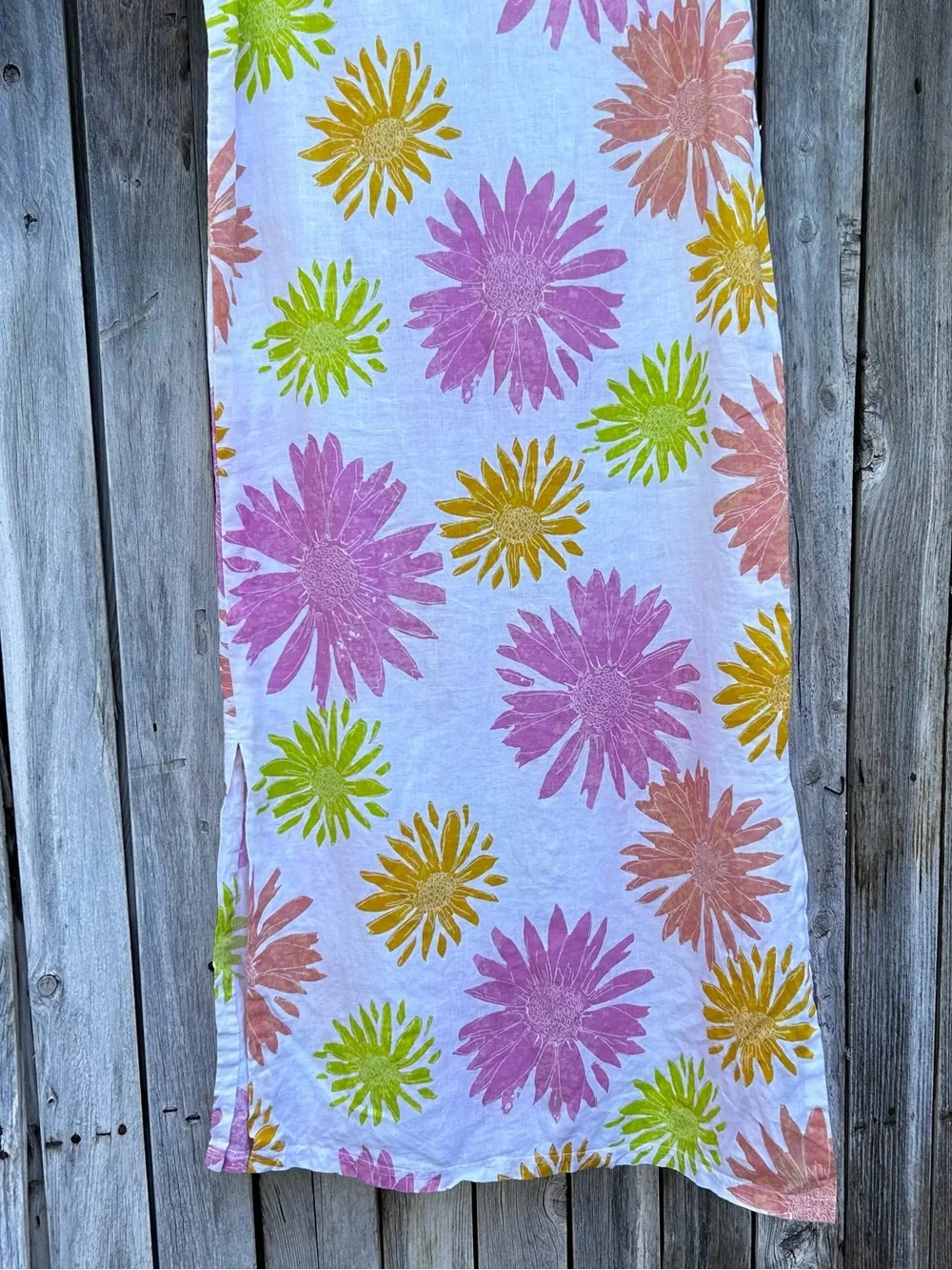 Fresh Produce Floral Print Linen Sleeveless Maxi Dress White Pink L - Picture 6 of 14